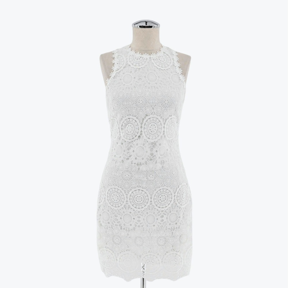 LIKELY‎ Guipure Lace Dress Size 0 White Bridal Crochet Mini Sleeveless Sheath